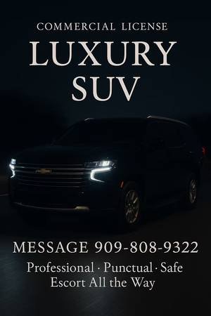Commercial Licensed Luxury SUV for Airport, Events, and Long Distance (CA)