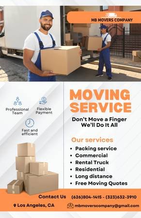 MB Movers Company - Very Good Service - $75 Dollars Per Hour (Los Angeles and All Surrounding Areas)