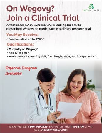 Wegovy Users Needed for Clinical Trial | Study # S-38100 (Cypress)