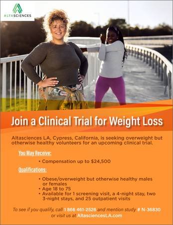 Obese but Otherwise Healthy Volunteer Needed for Study # N-36830 (Cypress, California)