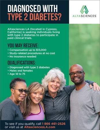 Join a Type 2 Diabetes Research Study at Altasciences LA (Cypress, California)